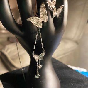 Semi-Precious Zircon Butterfly 🦋 Necklace and Ring 💍 Stainless Steel & .925
